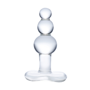 4" Beaded Glass Butt Plug with Tapered Base