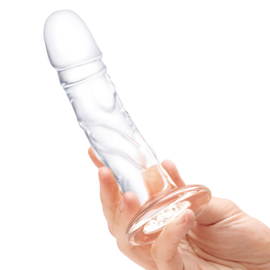 7" Curved Realistic Glass Dildo with Veins