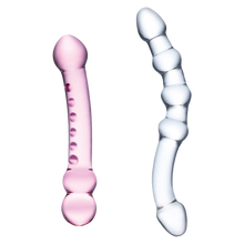 2PC Double Pleasure Glass Dildo Set