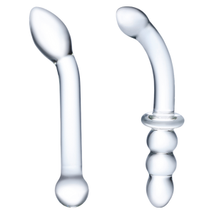 2PC G-Spot Pleasure Glass Dildo Set