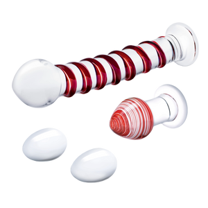 4PC Mr. Swirly Set with Glass Kegel Balls & 3.25" Butt Plug