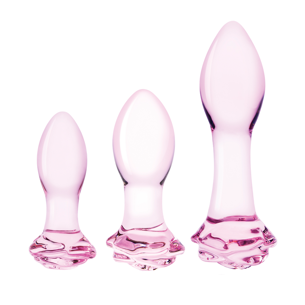 3PC Rosebud Butt Plug Set