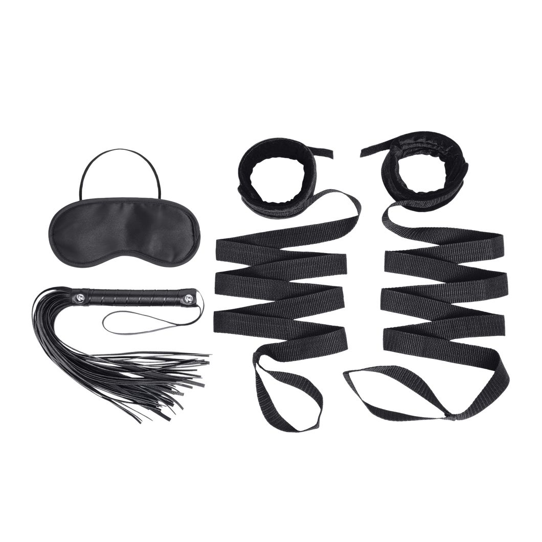 4PC Bondage Bed Strap & Flogger Kit